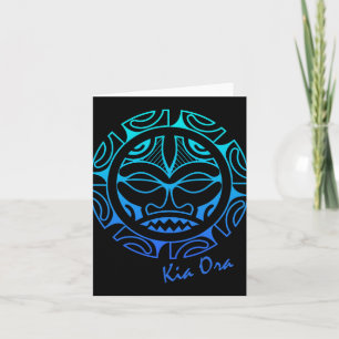 Kultur-Gesicht-Symbol Blau, Haka Kia Ora Tanz Neus Karte