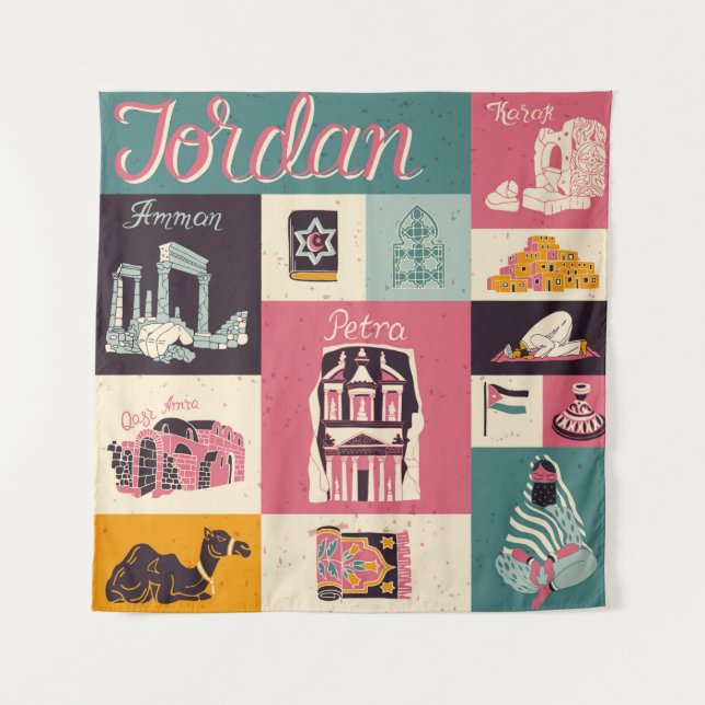 Kultur und Landesfarbe Jordaniens. Sammlung Wandteppich (Vorderseite)