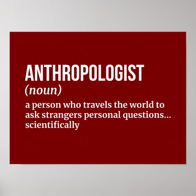 Kulturanthropologe - Funny Definition Poster (Vorne)