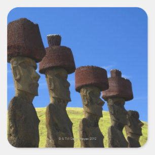 Kulturelle Statuen, Osterinsel, das Polynesien Quadratischer Aufkleber
