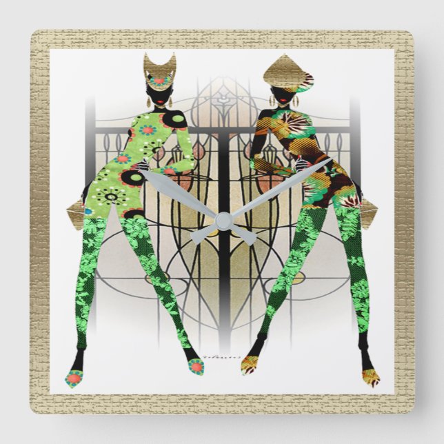 Kulturerzählen Quadratische Wanduhr (Vorderseite)