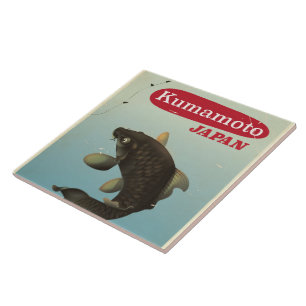 Kumamoto Japan Vintages Reiseplakat Fliese