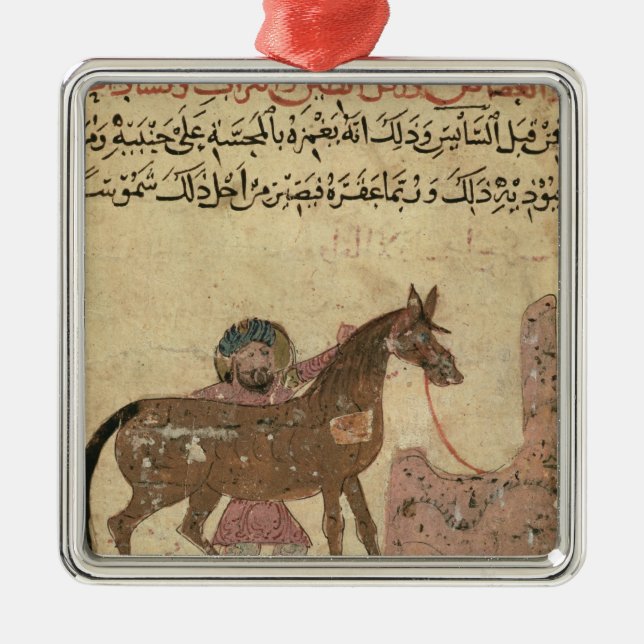 Kümmerte sich für das Pferd, Illustration Silbernes Ornament (Vorne)