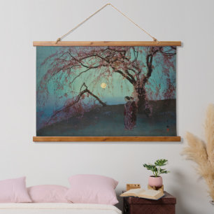Kumoi-Kirschbäume 1920 Japanischer Holzschnitt Wandteppich Mit Holzrahmen