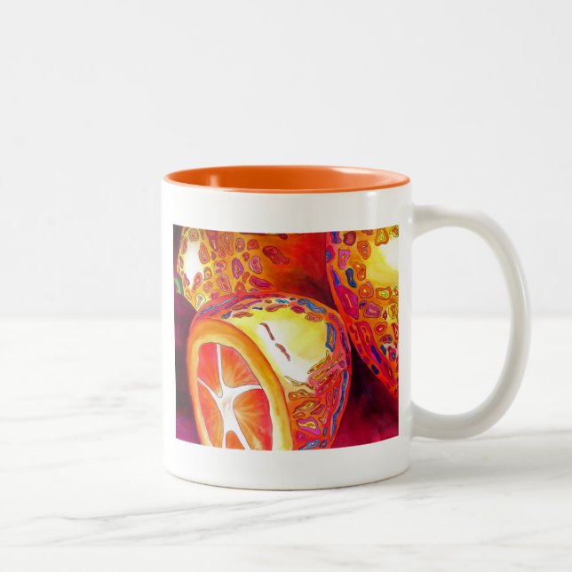 Kumquats-Zitrusfrüchte Zweifarbige Tasse (Rechts)