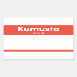 "Kumusta Ako Si" Hallo Mein Name ist Red Nametag Rechteckiger Aufkleber