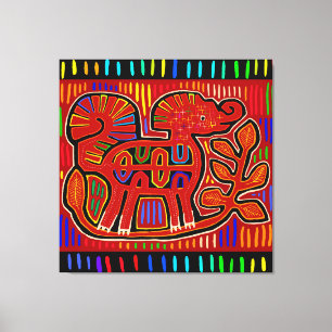 Kuna Indian Baby-Elefant - Mola Volkskunst Leinwanddruck
