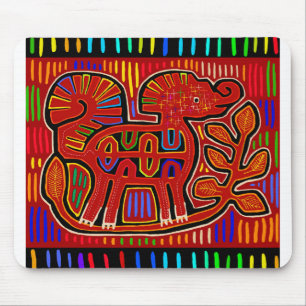 Kuna Indian Baby Elephant - Mola Volkskunst Mousepad