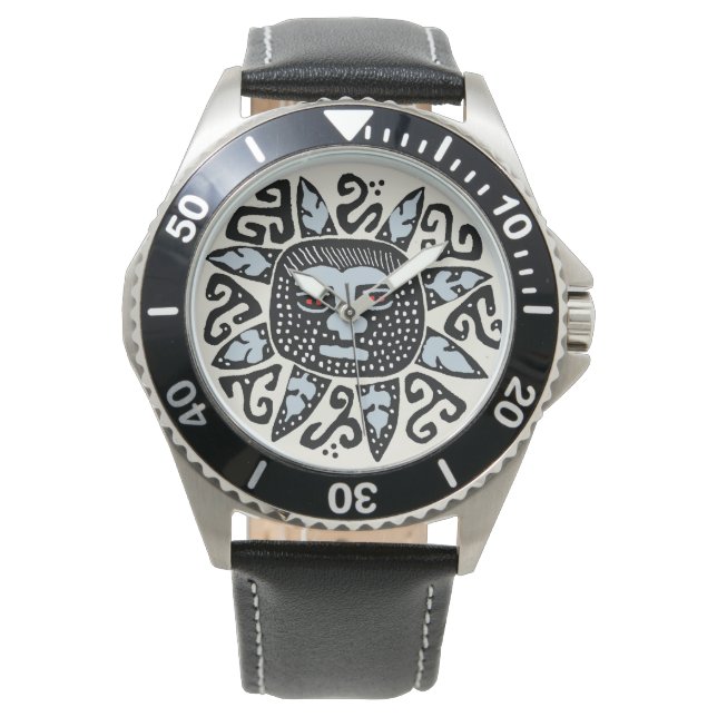 Kuna Indian Del Sol Leather Wrist Watch Armbanduhr (Vorderseite)
