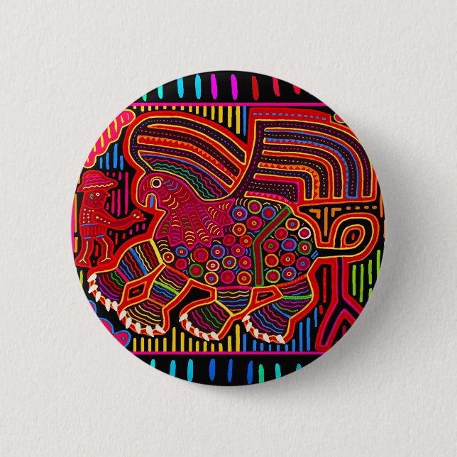 Kuna Indian Friendly Dragon Mola Button (Vorderseite)