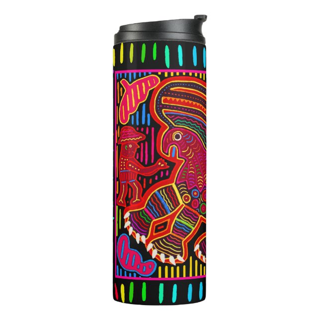 Kuna Indian Friendly Dragon Mola Thermosbecher (Nach links gedreht)