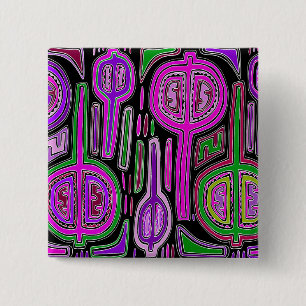 Kuna Indian Kürbis-Maracas - Violett Grün Button