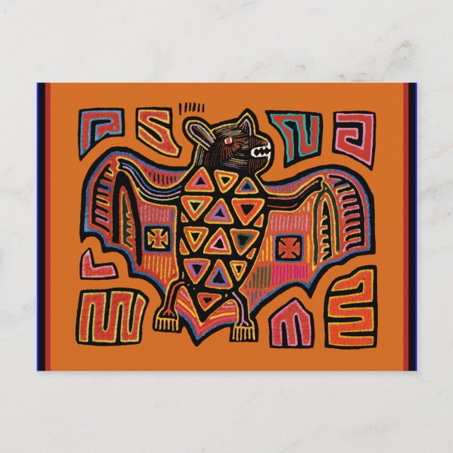 Kuna Indian Mola Bat Postkarte (Vorderseite)