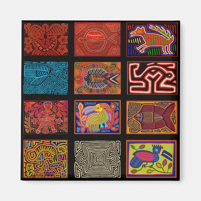 Kuna Indian Mola Collage Magnet (Vorne)
