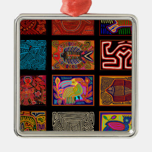 Kuna Indian Mola Collage Ornament Aus Metall