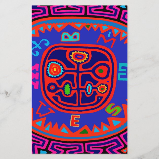 Kuna Indian Mola Compass Briefpapier (Vorderseite)
