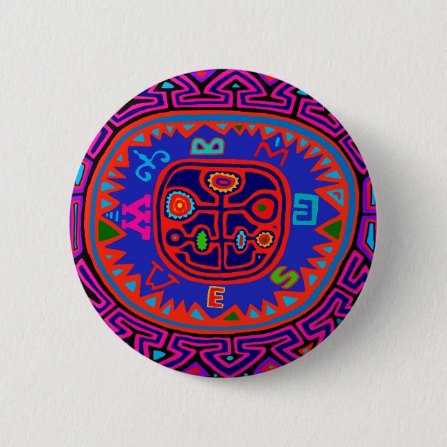 Kuna Indian Mola Compass Button (Vorderseite)