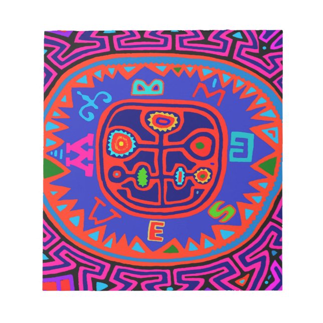 Kuna Indian Mola Compass Notizblock (Vorderseite)