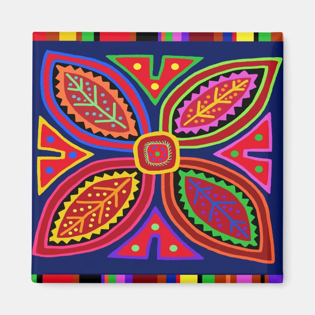 Kuna Indian Mola Flora Magnet (Vorne)