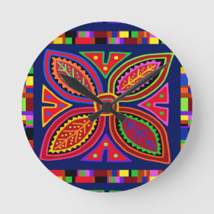 Kuna Indian Mola Flora Runde Wanduhr