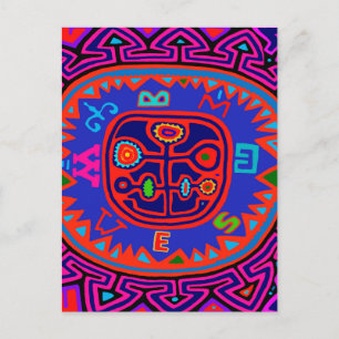 Kuna Indian Mola Kompass Postkarte