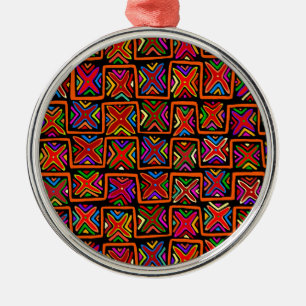 Kuna Indian Mola Tribal Checks – Rot Ornament Aus Metall