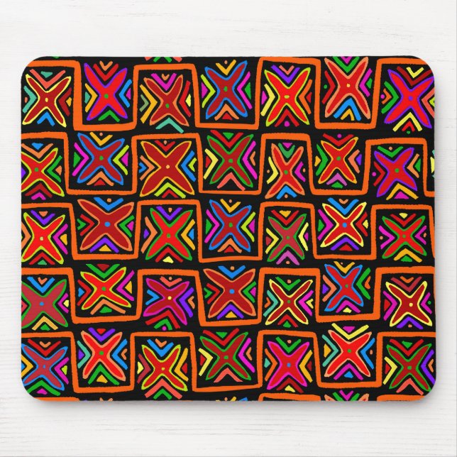 Kuna Indian Mola Tribal Karos - Red - Mousepad (Vorne)