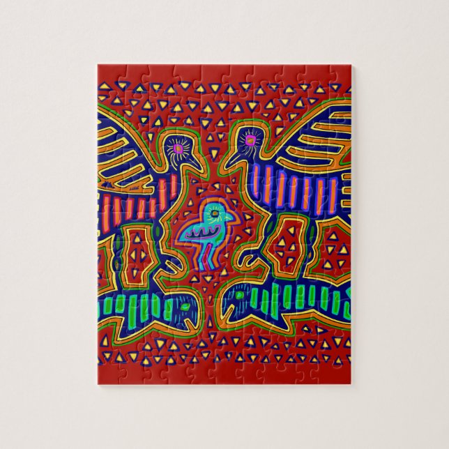 Kuna Indian Vögel mit Fisch (Vertikal)