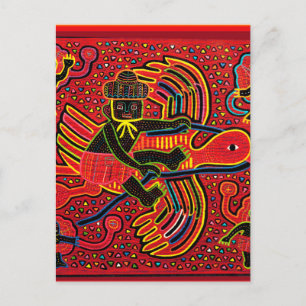 Kuna-Indianischer Storch bringt Baby-Design Postkarte