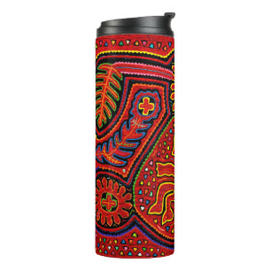 Kuna-Indianisches Mädchen auf einem Fahrrad Thermosbecher
