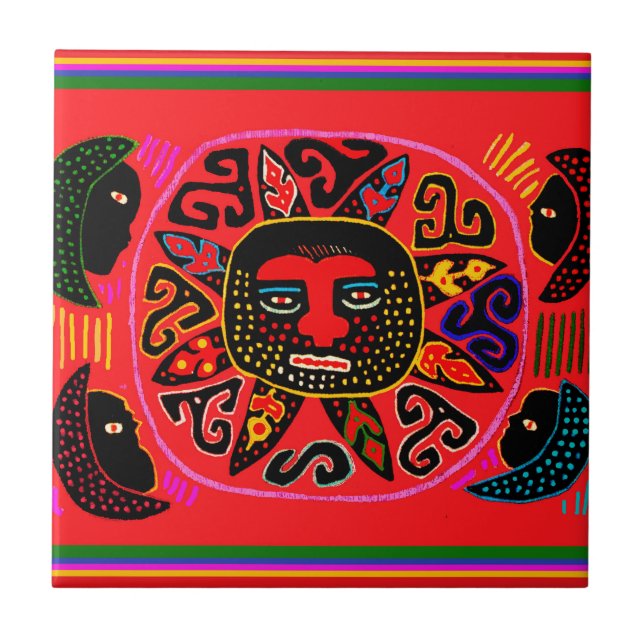 Kuna Tribal Del Sol Fliese (Vorderseite)