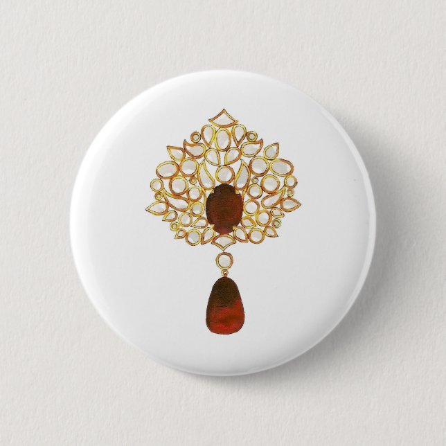 Kundan und Ruby Brooch Button (Vorderseite)