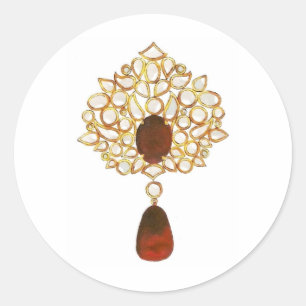 Kundan und Ruby Brooch Runder Aufkleber