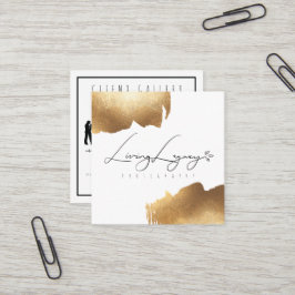 KUNDEN-ZUGANGS-KARTE | Goldbürste Minimalistisch Quadratische Visitenkarte