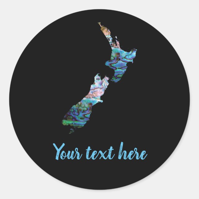 KUNDENBARE NEUSEELAND-KARTE PAUA ROUND STICKER (Vorderseite)