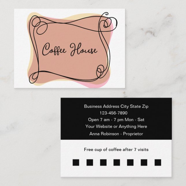 Kundenbelohnungsvorlage für den Kaffee-Shop Visitenkarte (Vorne/Hinten)
