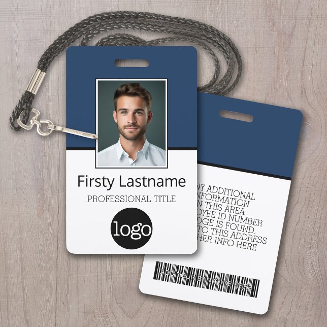 Kundenbetreuer - Foto, Bar, Logo, Name Ausweis (Employee Identification Badge Template - Easy to Set Up with a Logo and Photo)