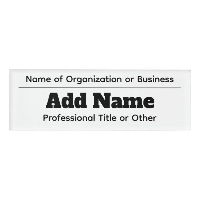 Kundenbetreuer - Name der Organisation oder des Un Namenschild (Vorderseite)