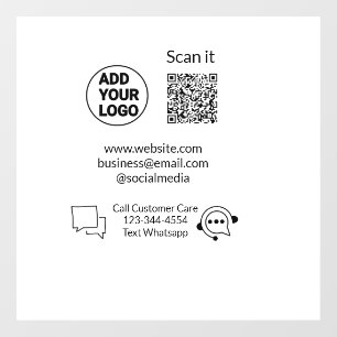Kundenbetreuung anrufen Text WhatsApp QR-Code Gesc Fensteraufkleber