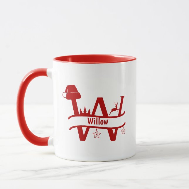 Kundendefinierter Buchstabe F Name Weihnachtsmonog Tasse (Links)