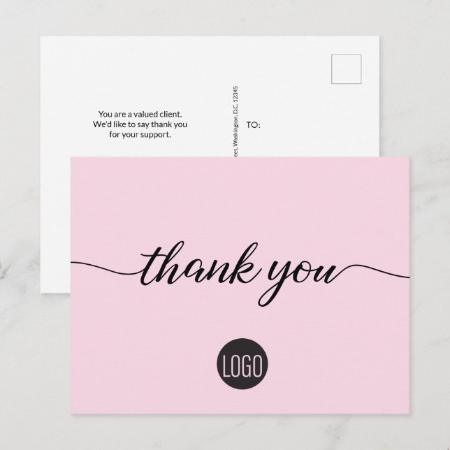 Kundenempfehlung Geschäftsvorlage rosa Postkarte (Vorne/Hinten)