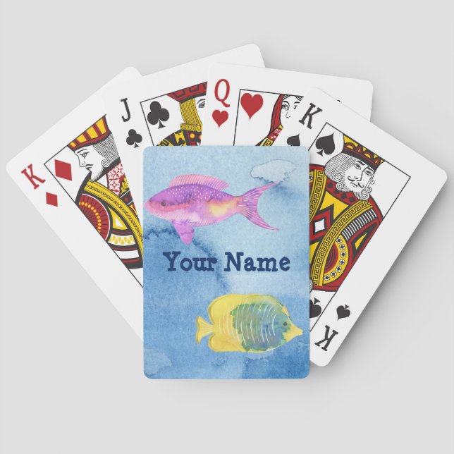 Kundengebundene Aquarell-Fisch-Spielkarten Spielkarten (Rückseite)