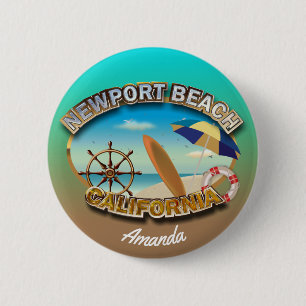 Kundengebundene Newport-Strand-Illustration Button