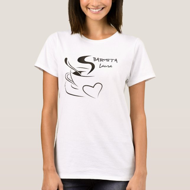 Kundengebundener barista Entwurf T-Shirt (Vorderseite)