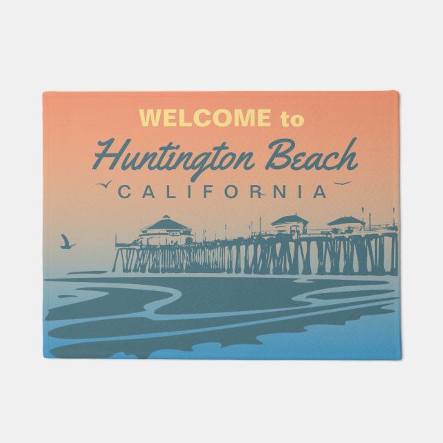 Kundengebundener Huntington Beach Pier-Entwurf Fußmatte (Vorderseite)