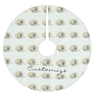 Kundengebundener Retro Vintager Teardropcamper Polyester Weihnachtsbaumdecke