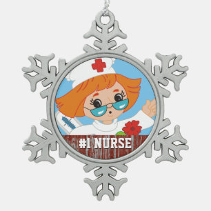 Kundengebundenes bestes Krankenschwester-Geschenk Schneeflocken Zinn-Ornament