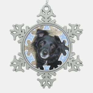 Kundengebundenes blaues schneeflocken Zinn-Ornament