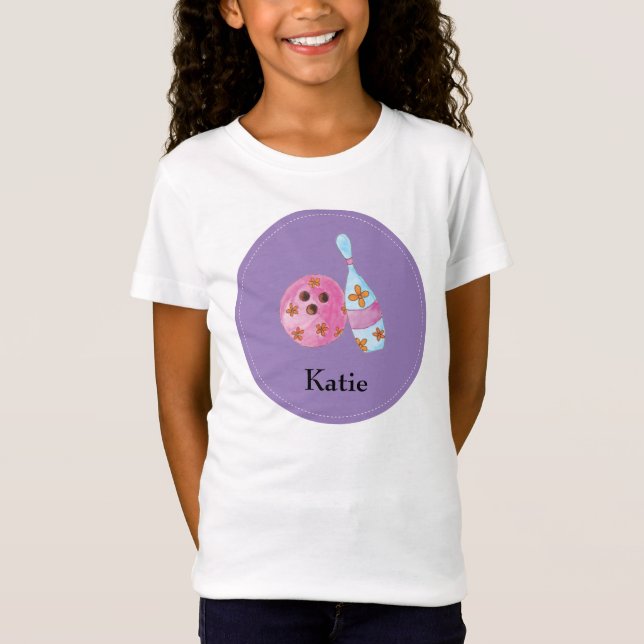 Kundengebundenes der Bowlings-T-Shirt des Mädchens T-Shirt (Vorderseite)