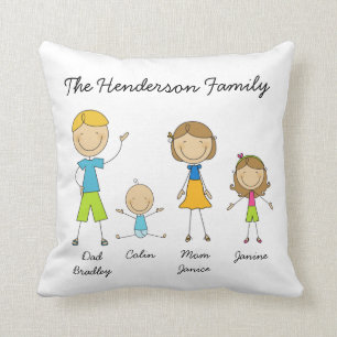 Kundengebundenes Familien-Strichmännchen-Kissen Kissen